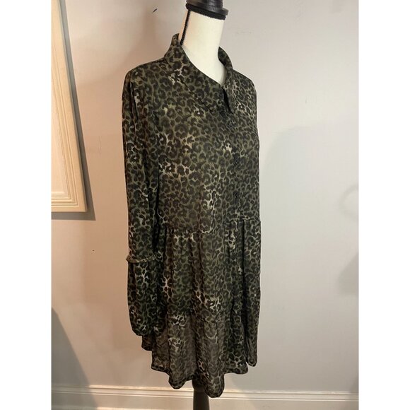 Style & Co Women's Leopard Print Tunic Button-Down Long Sleeve Shirt L - Picture 12 of 16